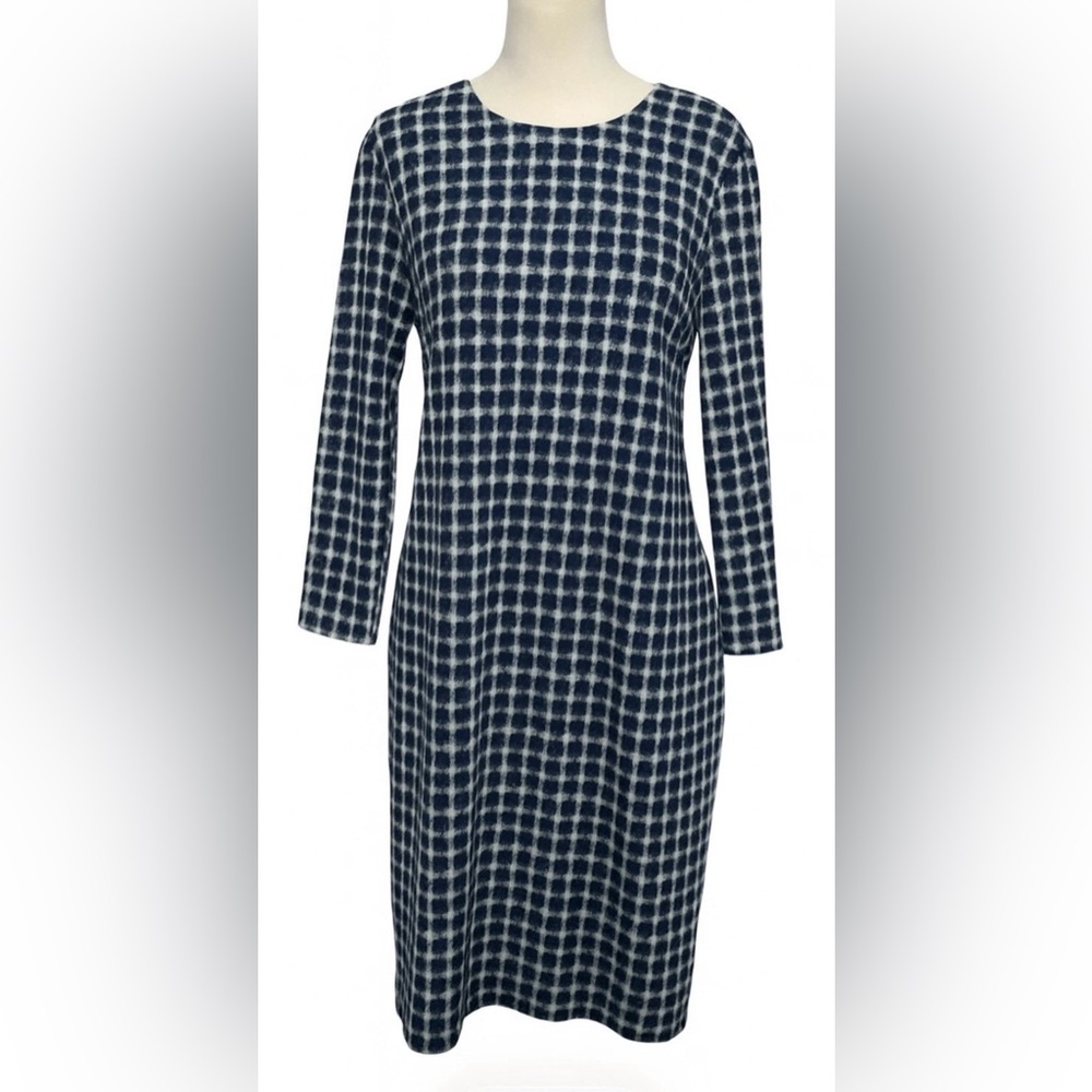 McLAUGHLIN WOMEN’S DAY SHEATH DRESS ,  Blue Geo , Size  Large  USA Made